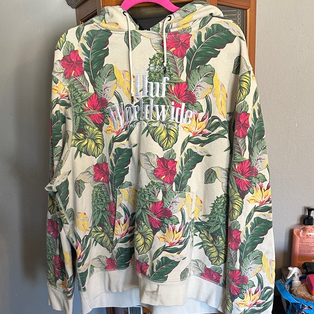 HUF Tropical Floral Men's Sweater - Cream and Green
